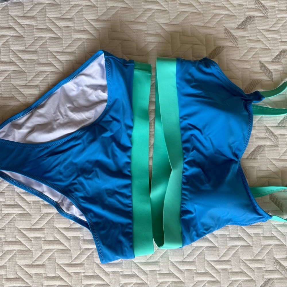 Blue and Green Bikini Set